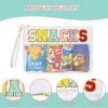 BOUBONI Chenille Letter Bag Clear Stuff Bag Flat Pouch Nylon and PVC Cosmetic Bags Travel Makeup Bag Zipper Pouches Toiletry Bag With Wristlet for Women Girls (White-Snacks) view 3