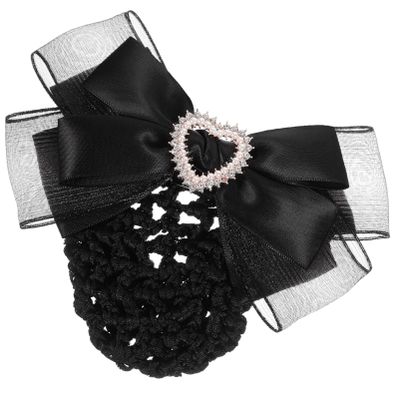 Beavorty Women Bowknot Hair Bun Cover Hairnet Barrette Elegant Mesh Hair Accessory for Flight Attendants and for Stylish Updos