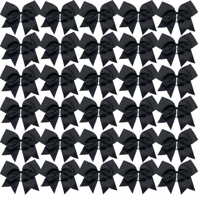 30PCS 8" Large Cheer Bows Hair Bows Ponytail Holder Handmade for Girls Teens Softball Cheerleader Sports (Black)