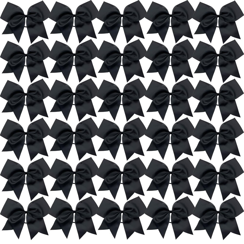 30PCS 8" Large Cheer Bows Hair Bows Ponytail Holder Handmade for Girls Teens Softball Cheerleader Sports (Black)