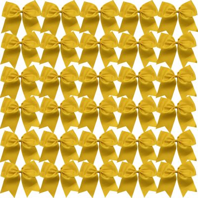 30PCS 8" Large Gold Cheer Bows Hair Bows Ponytail Holder Handmade for Girls Teens Softball Cheerleader Sports (Gold)