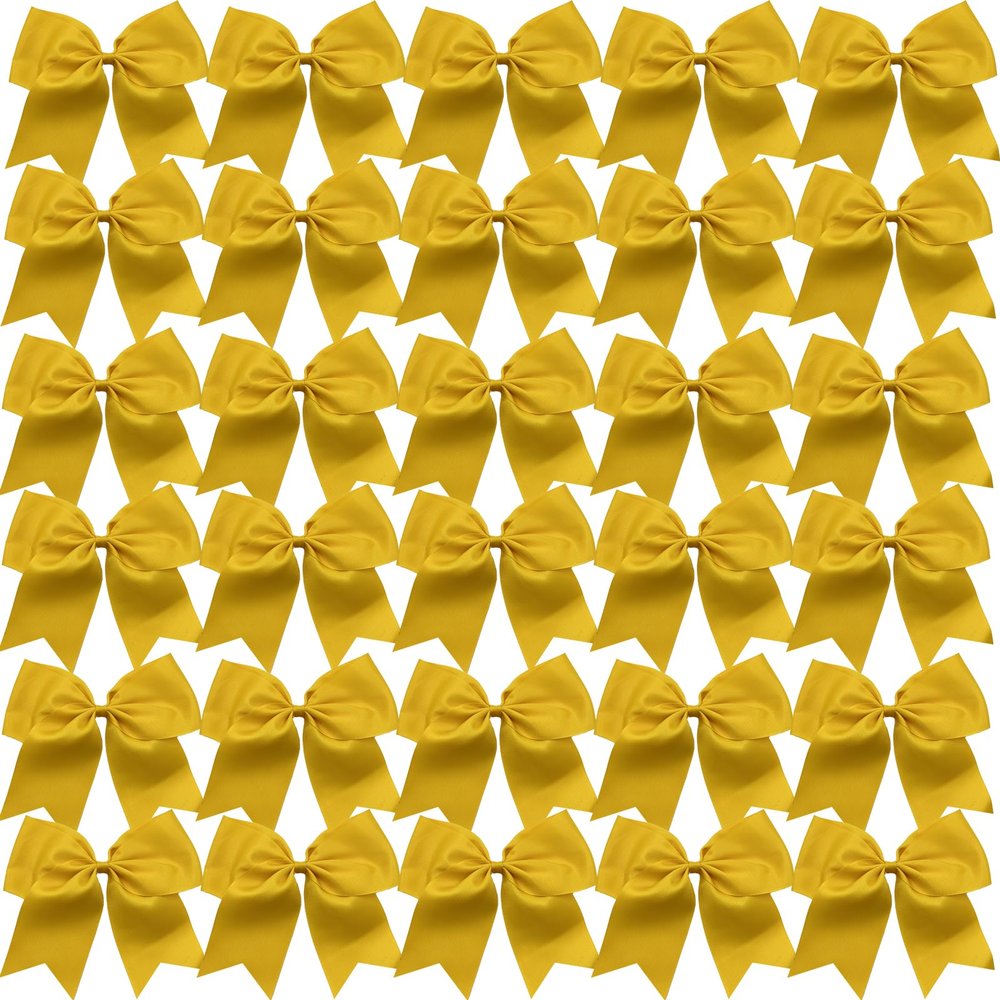 30PCS 8" Large Gold Cheer Bows Hair Bows Ponytail Holder Handmade for Girls Teens Softball Cheerleader Sports (Gold)