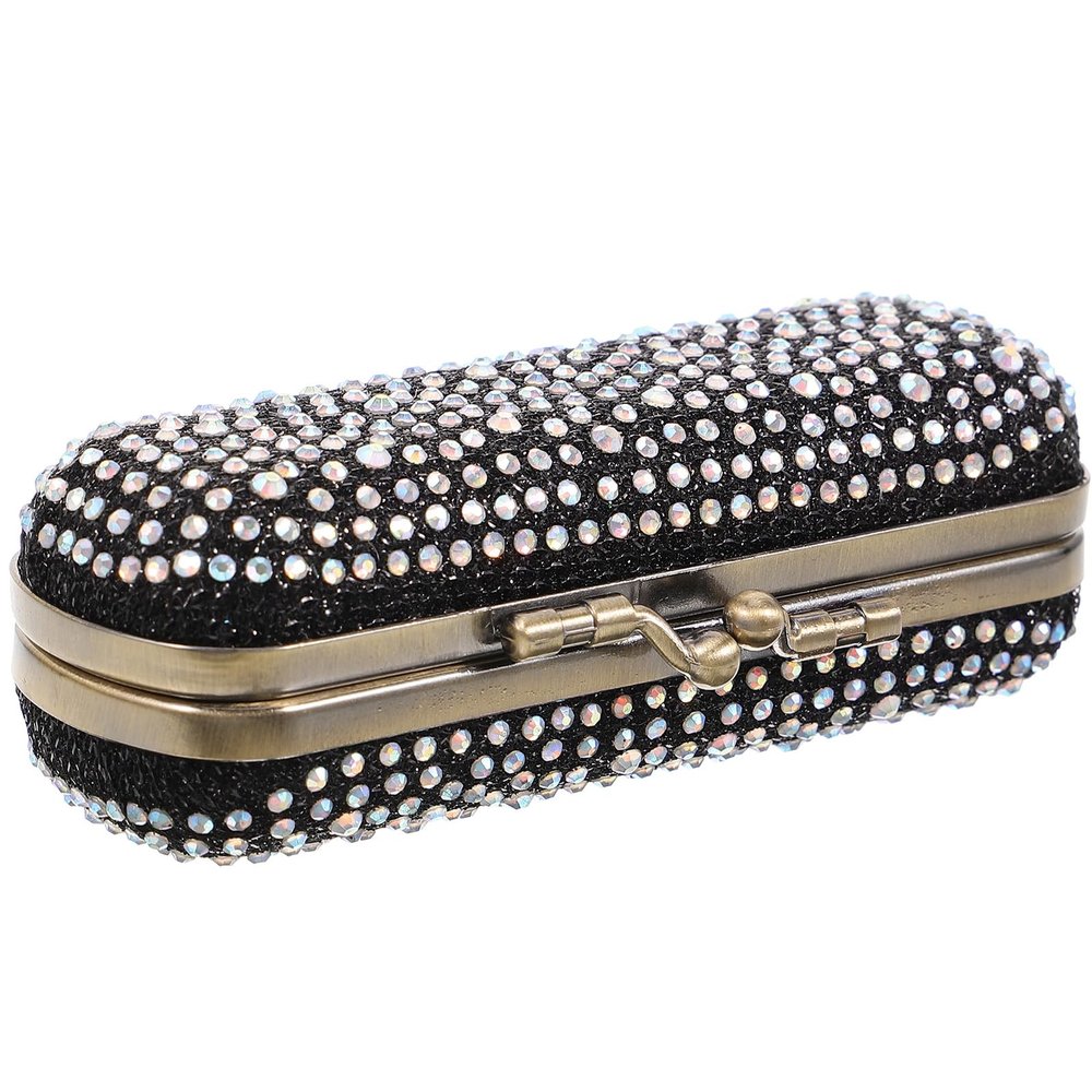 ABOOFAN Vintage Lipstick Case with Mirror Portable Cosmetic Organizer for Travel and Daily Use Rhinestone Embellished Anti-Breakage Lipstick Holder