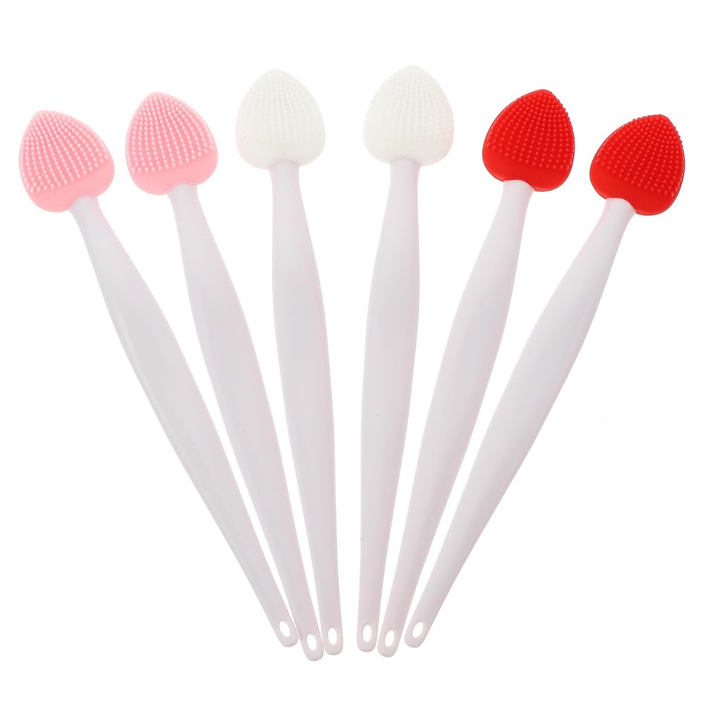 6pcs Facial Cleansing Brush Silicone Cleaning Brush Facial Tools Hand Tool Silicone Lip Brush Facial Cleaning Brush Facial Exfoliating Brush Nose Cleaner Scrubber Face