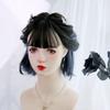 SCORRO Highlights Purple Gradient Blue Short Straight Wig, Fashionable Daily Wig Bobo Hair, Lolita Wigs with Bangs, Japanese Harajuku Jk Wig for Women Sweet Hot Girls (Gradient Blue Haze) view 1
