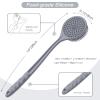 Manmihealth Silicone Back Scrubber (Thin Bristles) & Bath Glove & Face Brush Set(3PCS), Super-Exfoliating & Lathering Body Scrubber, Shower Brush, Face Scrubber Combination, with a Free Hook.(Gray) view 2