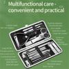 Manicure Set Black Stainless Steel Nail Clippers Cuticle Nipper Pedicure Care Tool Grooming Kit,16PCS view 2