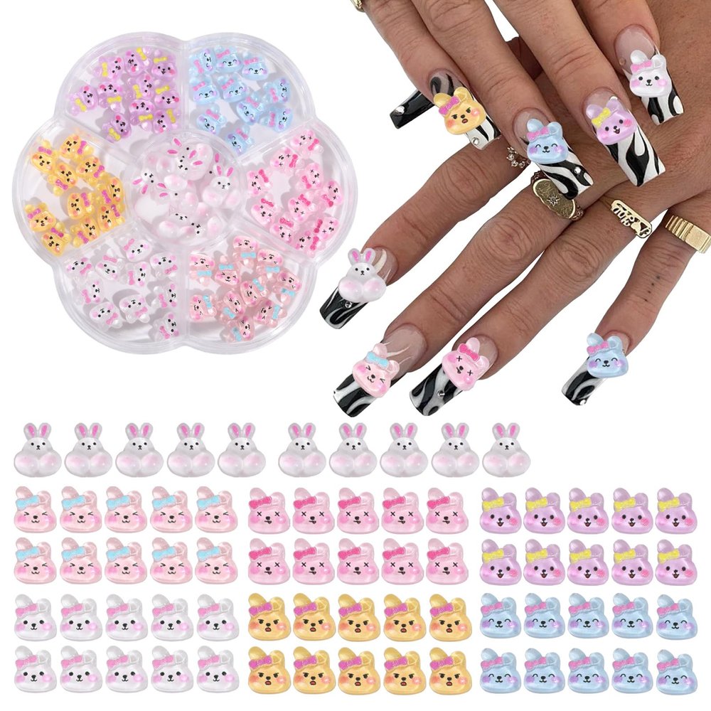 Nail Stickers for Kids, 3D Nail Art Charms, 70 PCS Flatback Resin Charms, Nail Decorations Supplies- Cute, Kawaii, Trendy Design(Pouty face)