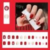 Christmas Press on Nails Short Square, Christmas Elk Snowflake Red Nose Design Fake Nails Glossy Nude Coffin Nails Tips Full Cover False Nails Winter Xmas Glue on Nails for Women and Girls 24Pcs view 2