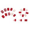 Christmas Press on Nails Short Square, Christmas Elk Snowflake Red Nose Design Fake Nails Glossy Nude Coffin Nails Tips Full Cover False Nails Winter Xmas Glue on Nails for Women and Girls 24Pcs view 3
