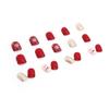 Christmas Press on Nails Short Square, Christmas Elk Snowflake Red Nose Design Fake Nails Glossy Nude Coffin Nails Tips Full Cover False Nails Winter Xmas Glue on Nails for Women and Girls 24Pcs view 4