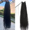 Crochet Boho Box Braids with Human Hair Curls Pre Looped Goddess Box Braids With Human Hair Curly Ends Crochet Hair for Black Women Natural Color 18inch 2 Packs 80 Strands view 3