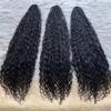 Crochet Boho Box Braids with Human Hair Curls Pre Looped Goddess Box Braids With Human Hair Curly Ends Crochet Hair for Black Women Natural Color 18inch 2 Packs 80 Strands view 4