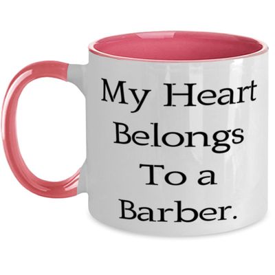 Barber Gifts For Men Women, My Heart Belongs To a Barber, Best Barber Two Tone 11oz Mug, Cup From Boss, Barber accessories, Barber tools, Barber gift set, Barber supplies, Gifts for barbers, Barber