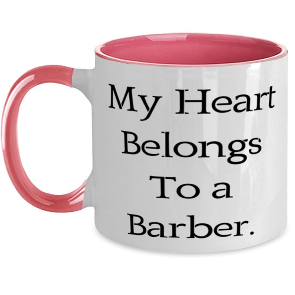 Barber Gifts For Men Women, My Heart Belongs To a Barber, Best Barber Two Tone 11oz Mug, Cup From Boss, Barber accessories, Barber tools, Barber gift set, Barber supplies, Gifts for barbers, Barber