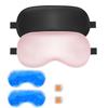 Cavoilu Sleep mask w/Cooling Gel Eye Mask, 2Packs Heated Eye Mask for Sleeping, Reusable Ice Silk Blackout Eye Cover Sleeping Mask for Travel, Home, Office, Yoga, Stocking Stuffers (Black+Pink) view 1