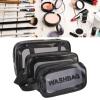 3pcs Makeup Translucent Toiletries Bags Waterproof Cosmetic Clear Toiletries Portable Plastic Travel Makeup Storage Set case Women Men Home Use Black view 4