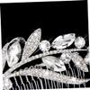 Beavorty Floral Rhinestone Hair Comb Clip for Brides Charming Leaf Design Hairpin Accessory for Weddings Engagements and Special Occasions Elegant Crystal Decor Wide view 2