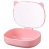 Alipis Makeup Box Mirror Cat Ear Hairpin Organizer Girls Jewelry Case Hair Tie Holder Travel Storage view 1