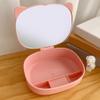 Alipis Makeup Box Mirror Cat Ear Hairpin Organizer Girls Jewelry Case Hair Tie Holder Travel Storage view 3