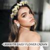 AWAYTR Flower Hippie Floral Crown - Boho Sunflower Headband for Women, Hippie Costume and Hair Accessories (White) view 3
