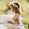 AWAYTR Flower Hippie Floral Crown - Boho Sunflower Headband for Women, Hippie Costume and Hair Accessories (White) view 4