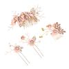 4Pcs Crystal Bride Hair Comb Handmade Wedding Hairpin Pearl Floral Leaf Hair Accessories for Women Wedding (Gold,cinnamon) view 1