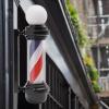 27 Inch Outdoor LED Barber Pole Light - Black White/Red White Blue Rotating Stripes LED Sign Light for Hair Salon Barber Shop,Outside Hair Salon Barber Shop Open Sign,Wall Mount (Red White Blue) view 3
