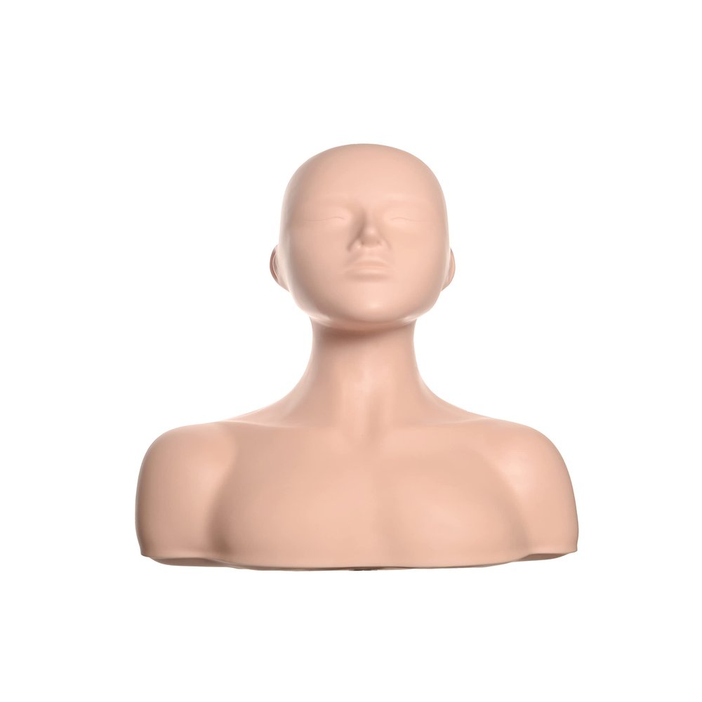 1-2 Big Half Body Soft Silicone Cosmetology Esthetics Manikin Head with Shoulders Multi Function Massage Practice Head Model Wig Hat Display Facial