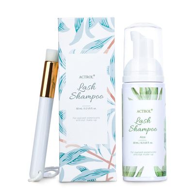 ACTROL Eyelash Extension Cleanser 60ML Natural Lash Extension Shampoo Aloe Professional Eyelid Foaming Cleanser Paraben & Sulfate Free Non-lrritating with Salon and Home Care