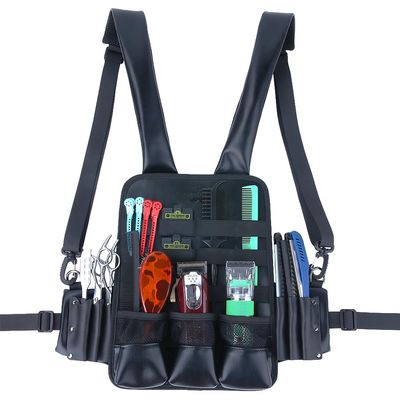 STYLANCE Hairdresser Scissor Holster Pouch Bag, Leather Chest Rigs Bag Vest, Barber Vest, Haircut Tools&Hairdresser scissor Shears Bag,13 * 9.7 In