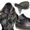 KiiKiiGirl Microlink Hair Extensions Human Hair,18 Inch #1B/Silver Natural Black to Silver Micro Loop Microbead Micro Link Hair Extensions Human Hair Invisible Straight 50g/62s view 1