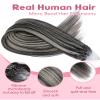 KiiKiiGirl Microlink Hair Extensions Human Hair,18 Inch #1B/Silver Natural Black to Silver Micro Loop Microbead Micro Link Hair Extensions Human Hair Invisible Straight 50g/62s view 2