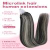KiiKiiGirl Microlink Hair Extensions Human Hair,18 Inch #1B/Silver Natural Black to Silver Micro Loop Microbead Micro Link Hair Extensions Human Hair Invisible Straight 50g/62s view 3