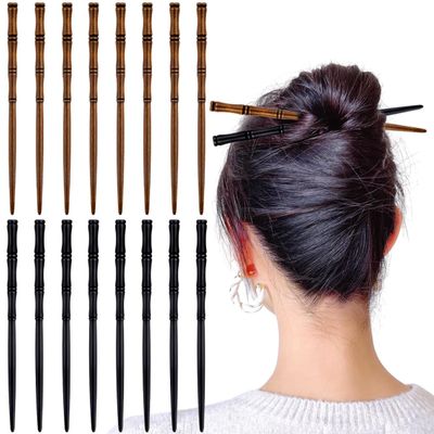 16 PCS Retro Wooden Hair Sticks Bamboo Shape Hair Chopsticks, Vintage Elegant Hair Chopsticks Bamboo Shape Hair Pins for Long Hair Women and Girls Bun Hairstyles Decorative Holder