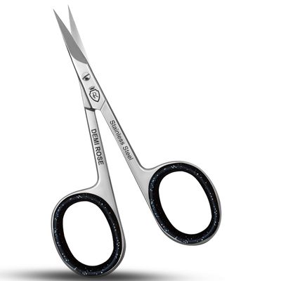 Nail Scissors Curved - Professional Stainless Steel Manicure, Grooming Scissors for eyebrow, Mustache, Nose Hair, Eyelash, Dry Skin - Cuticle Scissors with Rubber Inserts