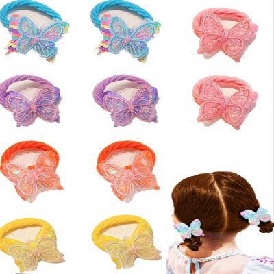 10 Pieces Cute Butterfly Hair Ties for Girls Elastic Rubber Bands Colorful Hair Scrunchies for Toddler Girls Kids Women Ponytail Holders Hair Accessories