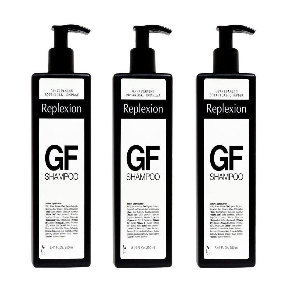 Replexion Hair Growth Shampoo (3x250ml)  Revitalizes Scalp, Strengthens Roots, and Promotes Thicker, Healthier Hair with Botanical Growth Factors  Reduces Hair Loss and Restores Vitality