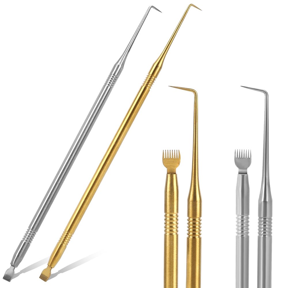 2 in 1 Lash Lift Tool Kit,2 Pieces Stainless Steel Lash Lift and Tint Kit Professional Lash Lift Supplies Metal Lash Lift Rods Eyelash Separator Tool with Separating Comb (Gold & Silver)