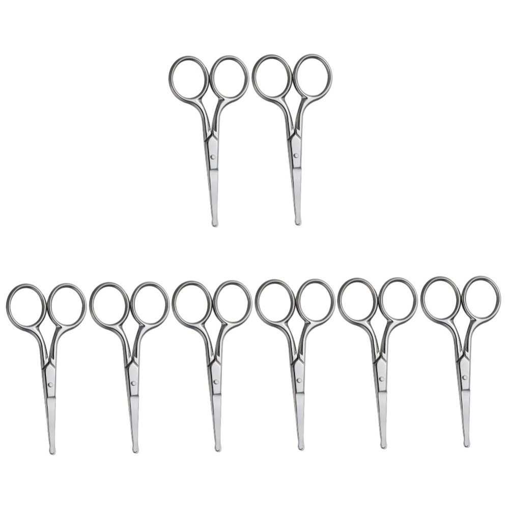 Beaupretty 8pcs Nose Hair Scissors Eyebrow Trimmer Stainless Steel Painless Hair Removal Tools for Men Women