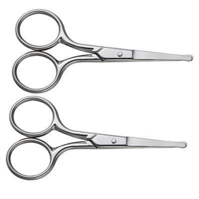 FRCOLOR 2pcs Stainless Steel Eyebrow Scissors for Facial Hair Removal Safe Grooming Tools for Women