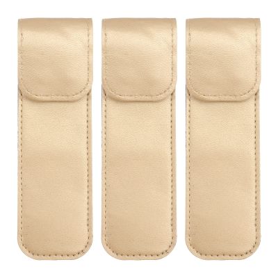 3pcs Protective Case Eyelash for False Lashes Lash Kit Leather Kit Pu Leather Covers Eyelash Grafting Tweezer Cover Pu Sleeve Golden