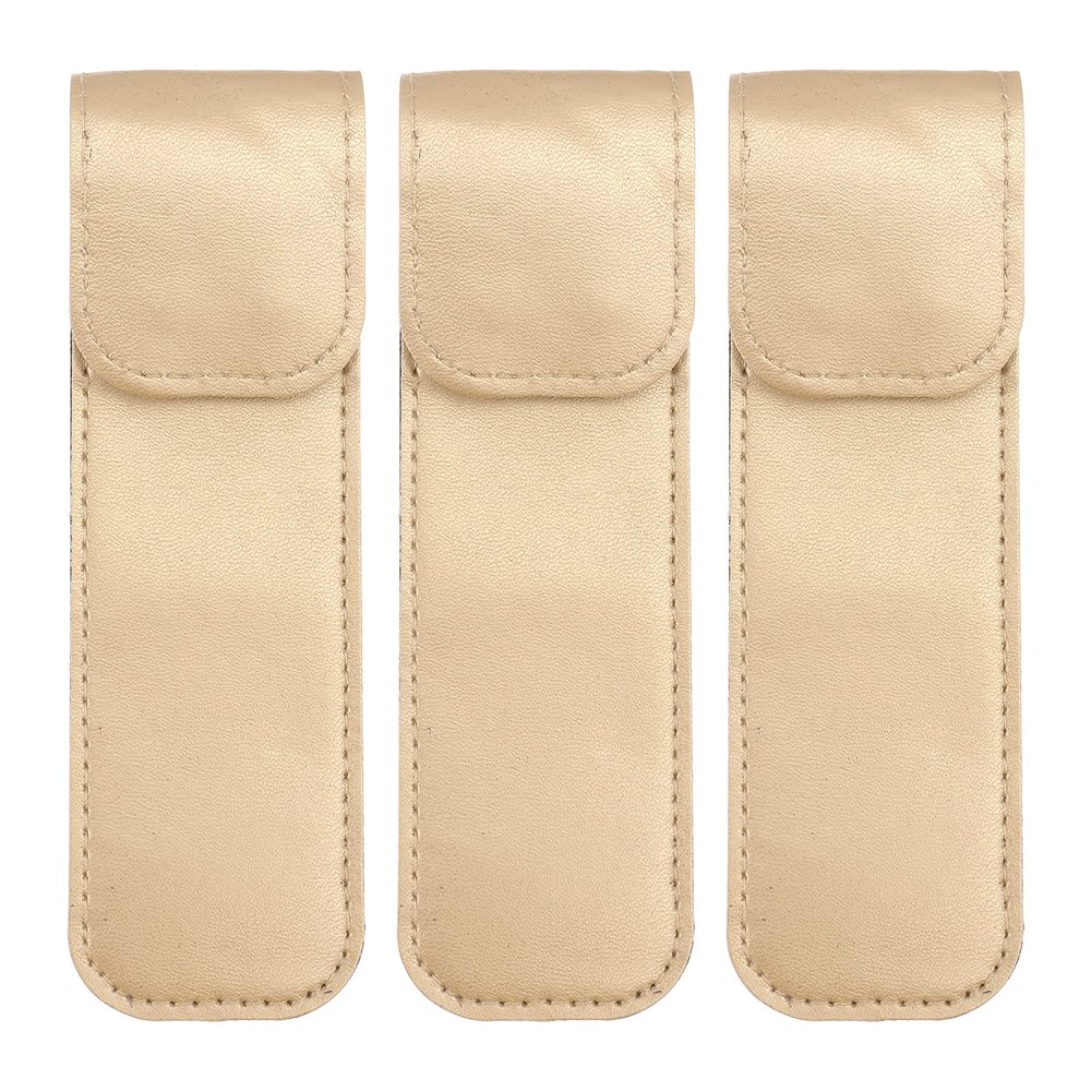 3pcs Protective Case Eyelash for False Lashes Lash Kit Leather Kit Pu Leather Covers Eyelash Grafting Tweezer Cover Pu Sleeve Golden