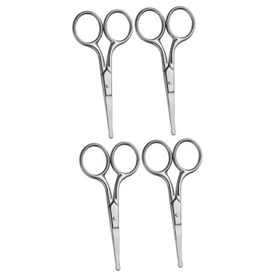Beavorty 4pcs Nose Hair Scissors Eyebrow Trimmer Stainless Steel Facial Hair Removal Tool Compact and Precise Scissors