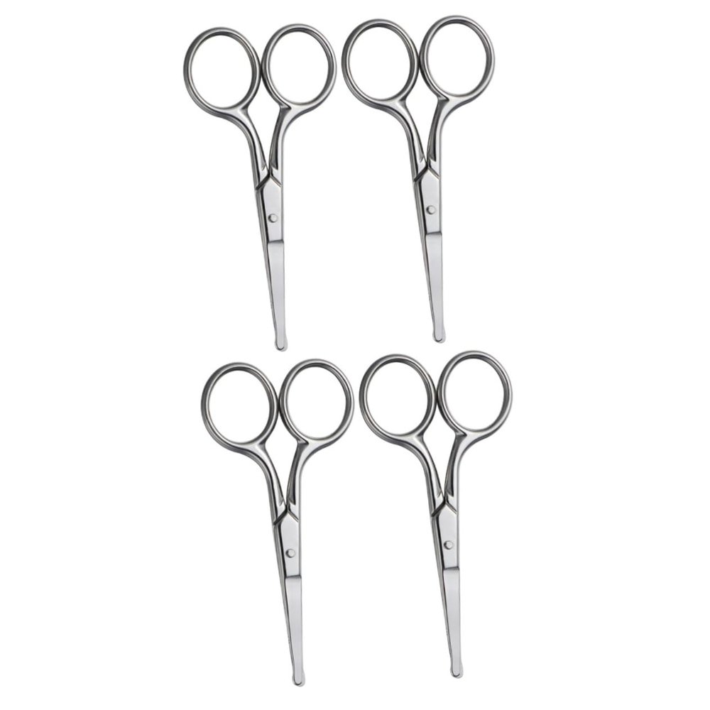 Beavorty 4pcs Nose Hair Scissors Eyebrow Trimmer Stainless Steel Facial Hair Removal Tool Compact and Precise Scissors