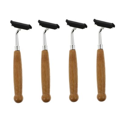 Beavorty 4pcs Bamboo Handle Razor Hand Tools Double Razor Manual Beard Shaver Bald Shavers for Men Head Mens Disposable Razors Portable Shaver Beard Razors Man Razors Shavers for Man