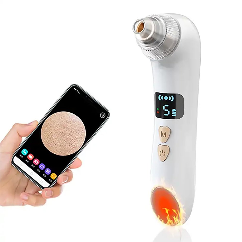 Blackhead Remover Vacuum, Upgrade Blackhead Remover with LED Display Screen and 6 Replaceable Probes, 3 Heating Modes and 5 Suction Levels, USB Rechargeable, Suitable for Women and Men