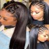 32" Straight Lace Front Wigs Human Hair 180% Density 13x4 D Lace Front Wigs for Black Women 32inch Pre Plucked with Baby Hair Transparent Glueless Brazilian Straight Lace Frontal Wigs Natural HairLine view 3