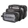 3pcs PVC Makeup Bag,Clear PVC Makeup Kits Organizer Make up Set Bag,Clear Cosmetic Bag PVC Plastic Zippered Pouches Portable Toiletry Bags for Men Women Black view 3