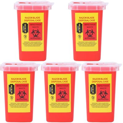 Hemoton Razor Blade Disposal Container 5-Pack with Snap-Top Lid Plastic Razor Disposal Case for Barbershop Salon Sharps Storage Box 6X19X4 Inches